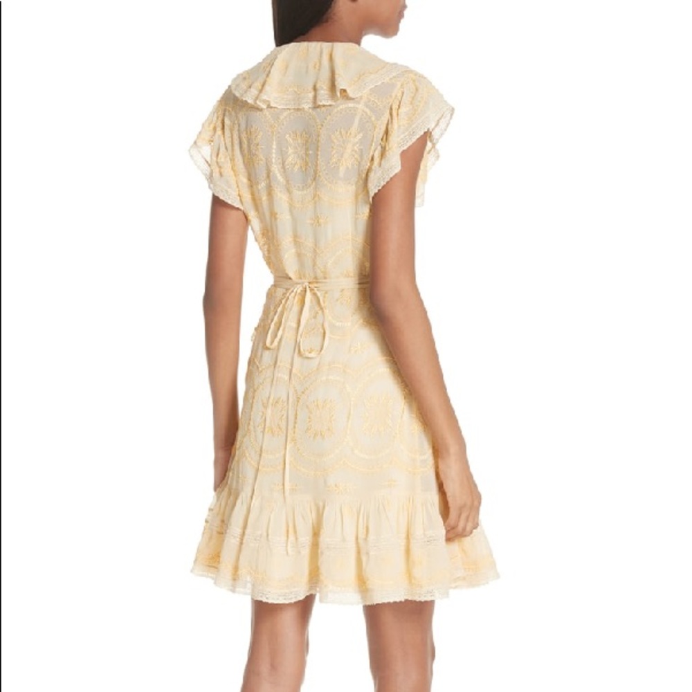 Needle & Thread Pale Yellow Ruffle Wrap Mini Dress - Picture 5 of 6